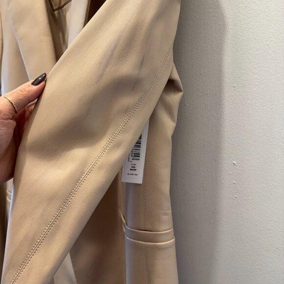 Alice + Olivia Macey Faux Beige Leather Blazer - Picture 14 of 15